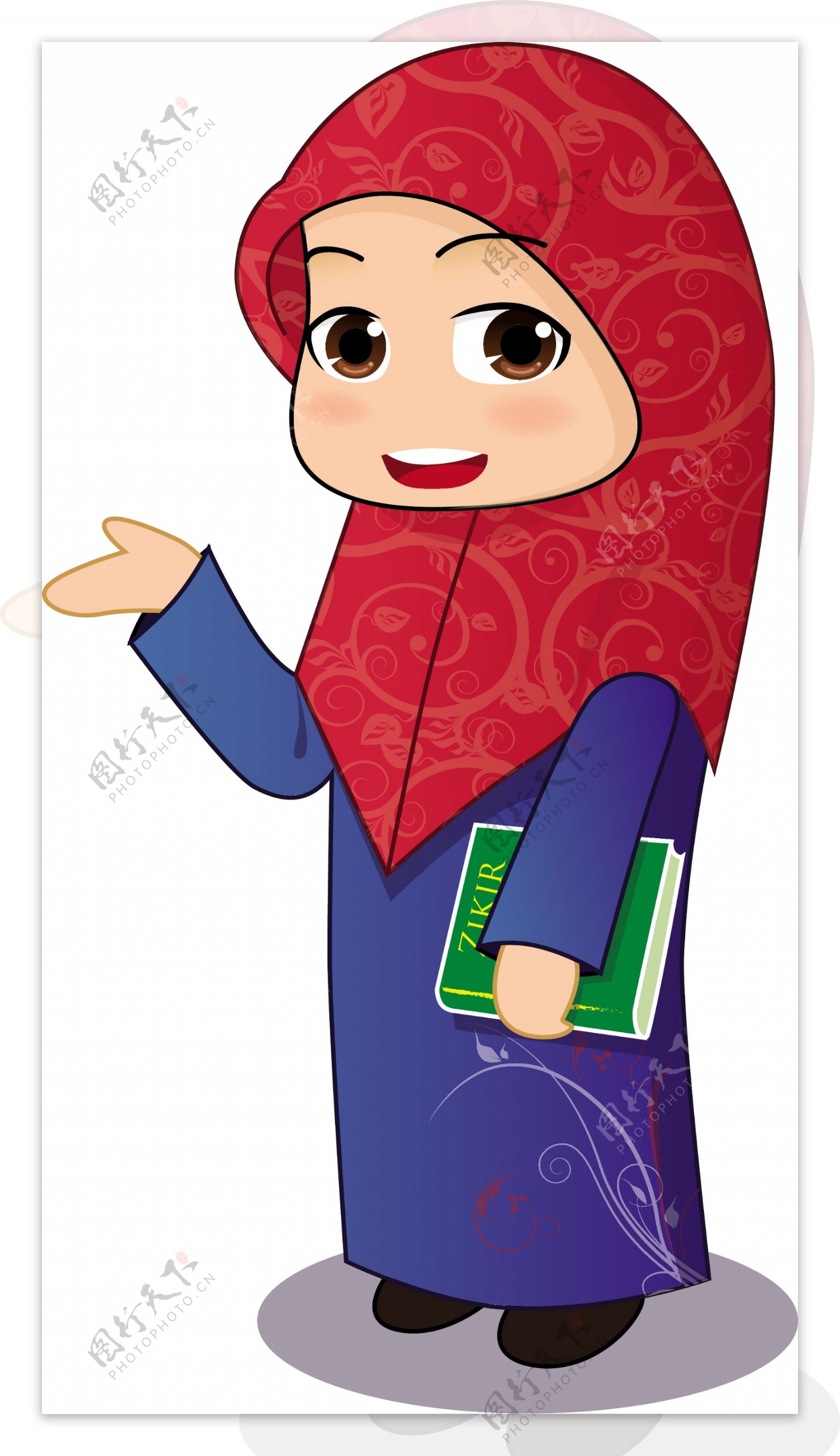 卡通伊斯兰女孩矢量素材