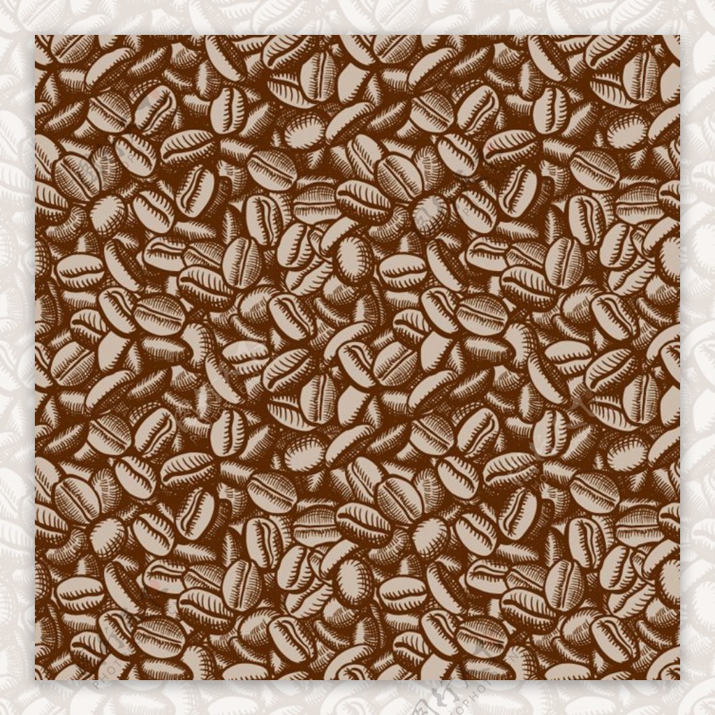 手绘咖啡豆背景矢量素材