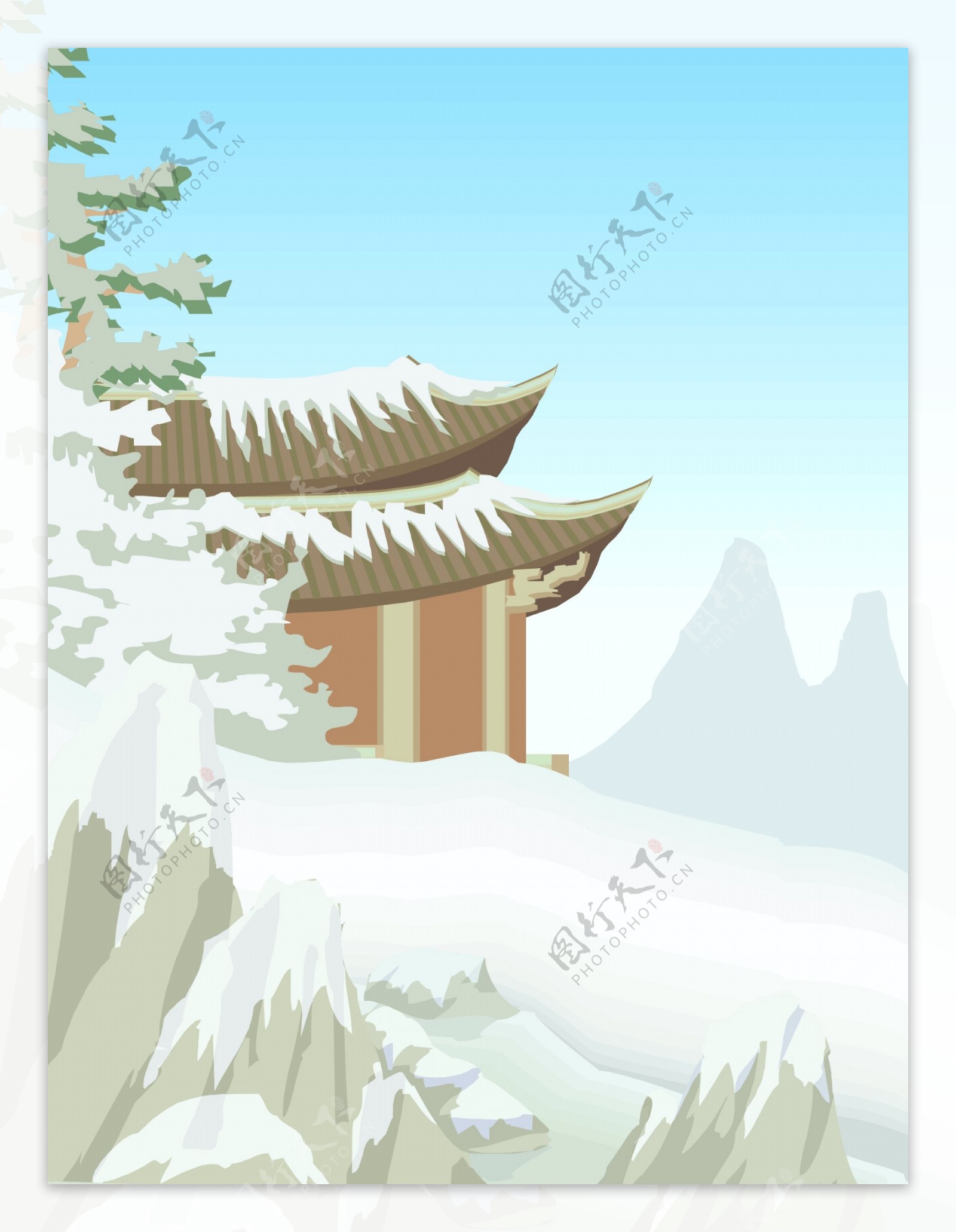 矢量雪景插画15