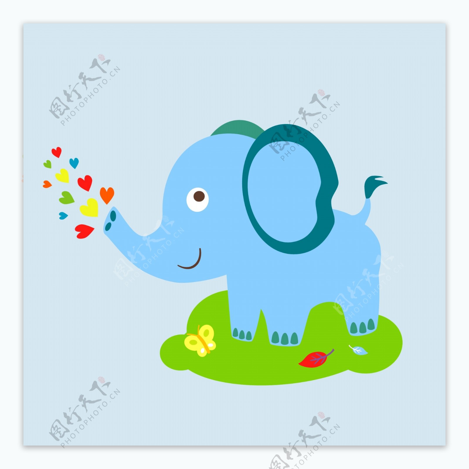 印花矢量图可爱卡通动物大象昆虫免费素材