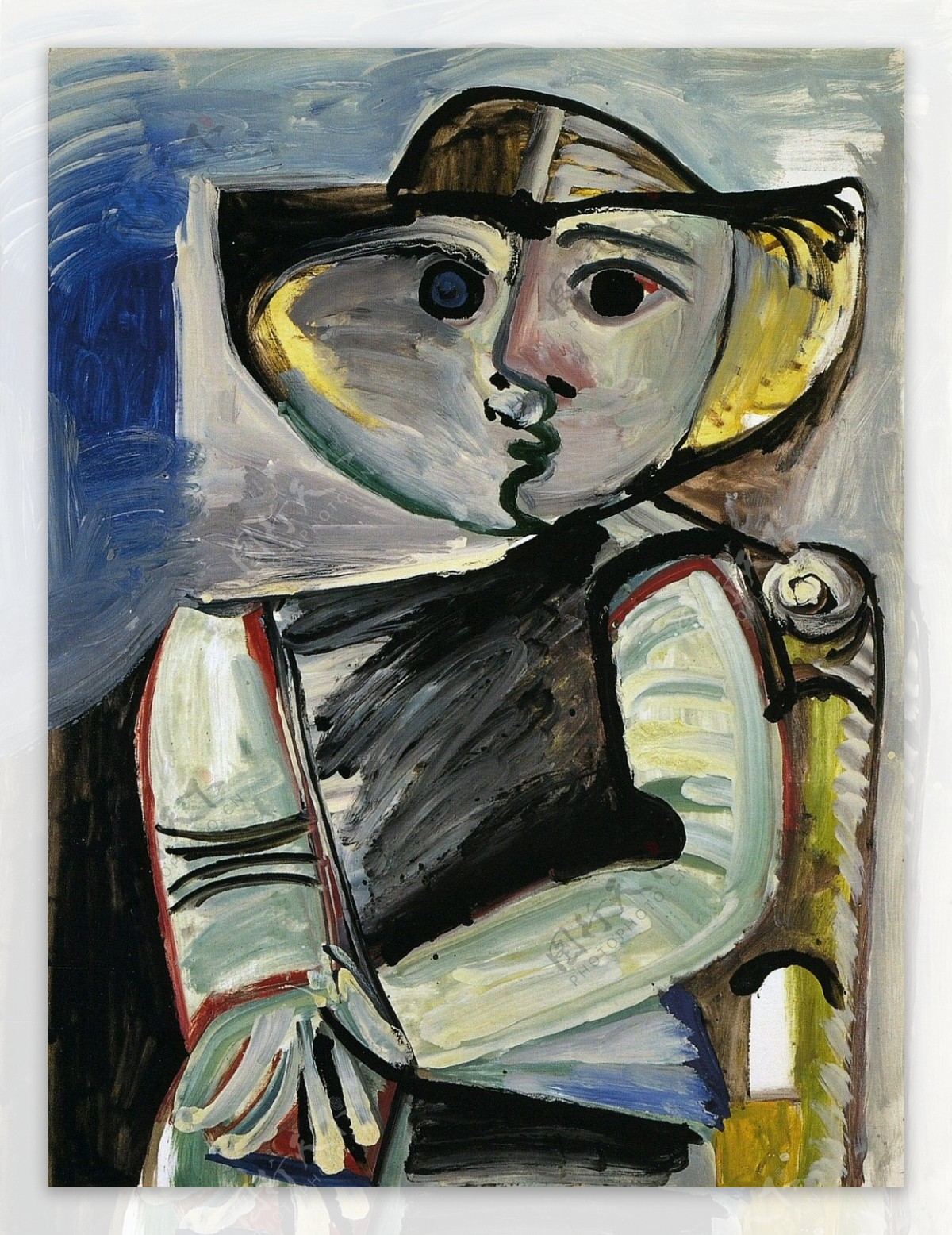 1971PersonnageFemmeassise西班牙画家巴勃罗毕加索抽象油画人物人体油画装饰画
