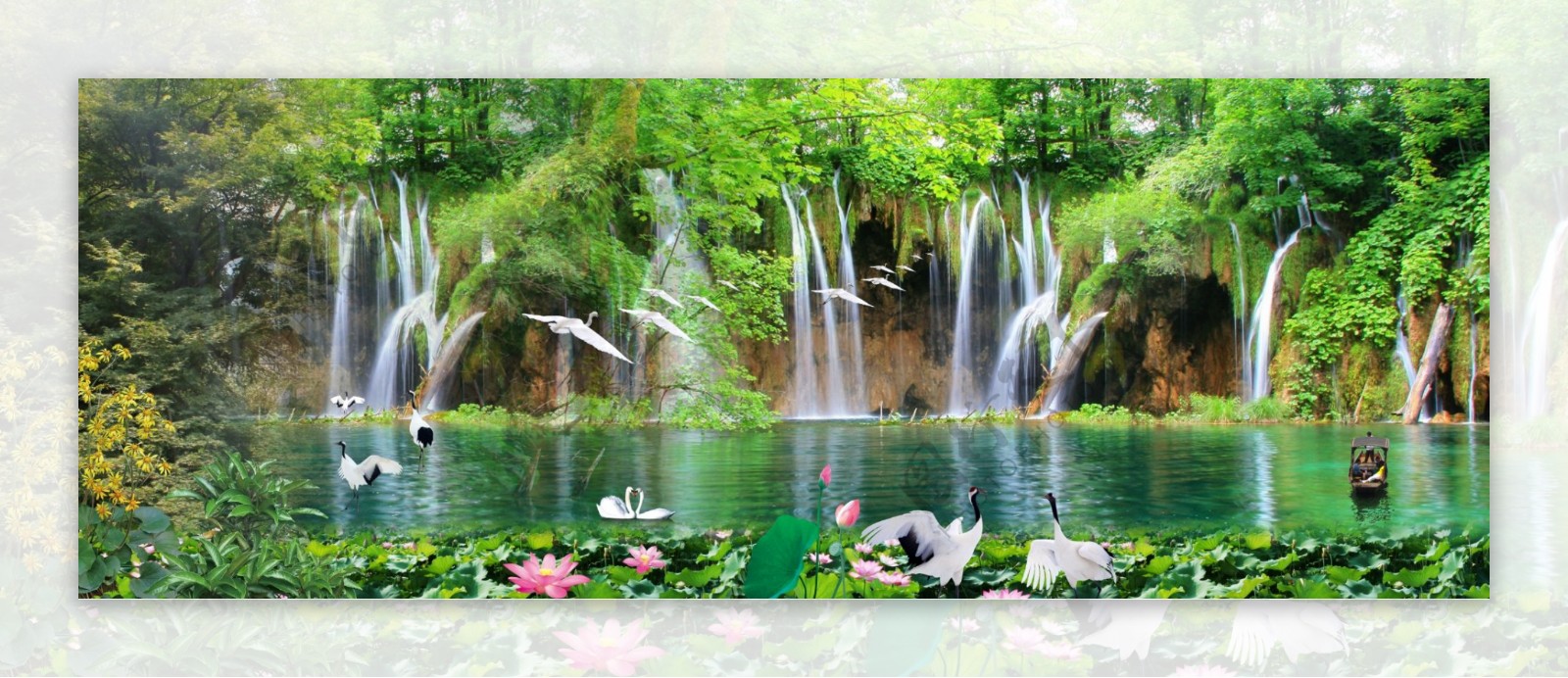 山水瀑布自然风景图片