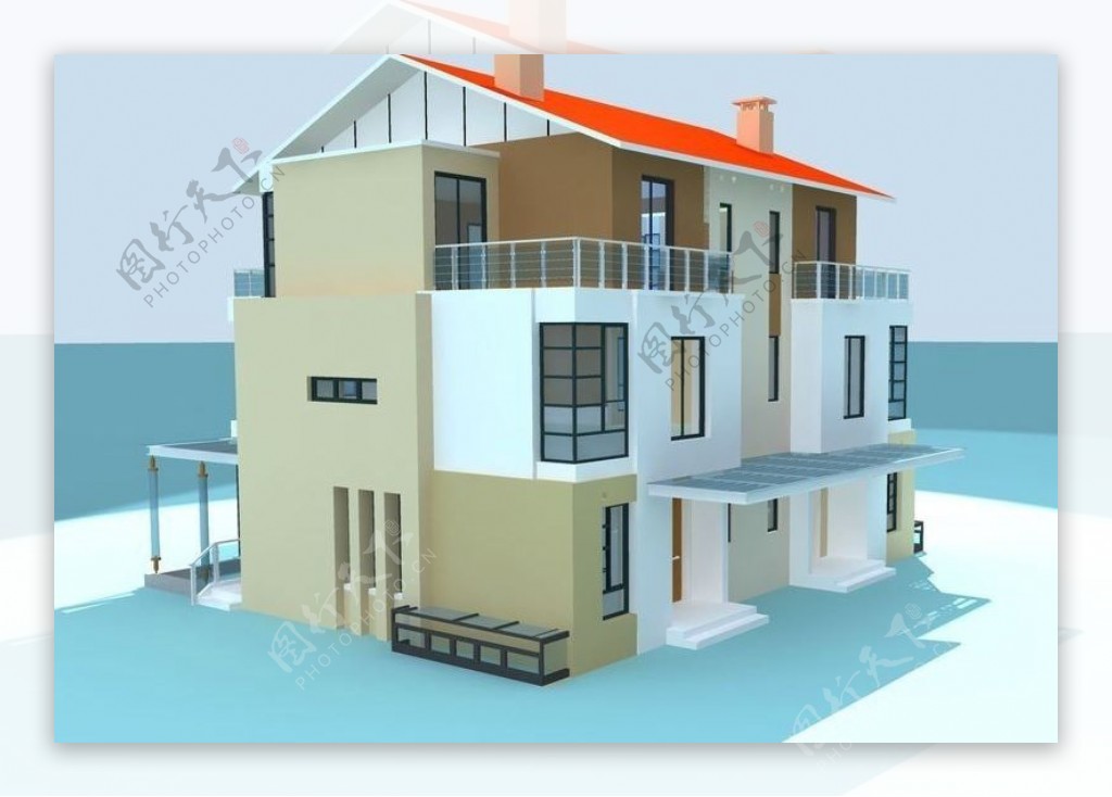 海边华丽独栋多层别墅3D模型