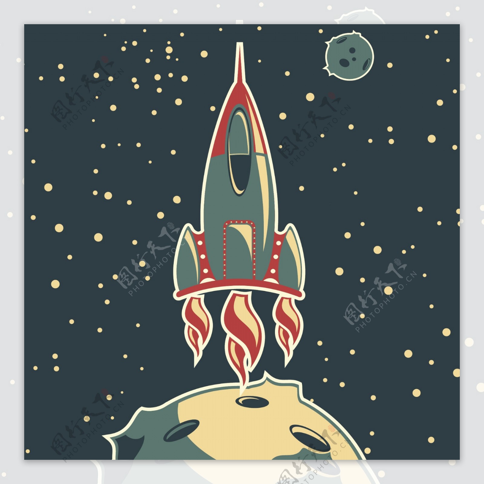 印花矢量图宇宙星球火箭色彩免费素材