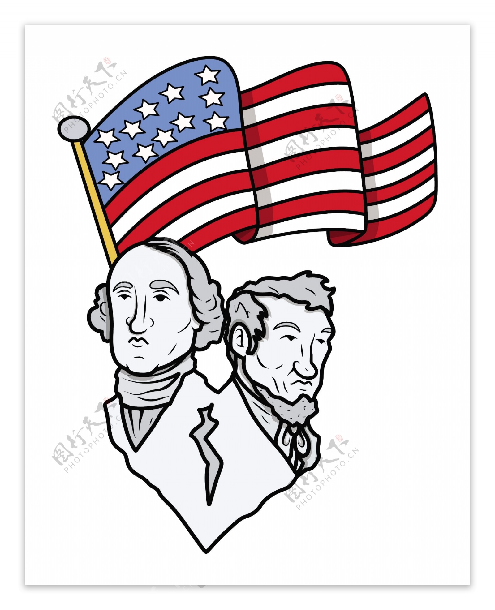 林肯和华盛顿与美国国旗的国家自豪感