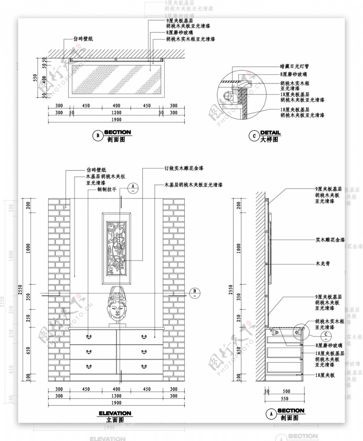 玄关墙立剖面图片