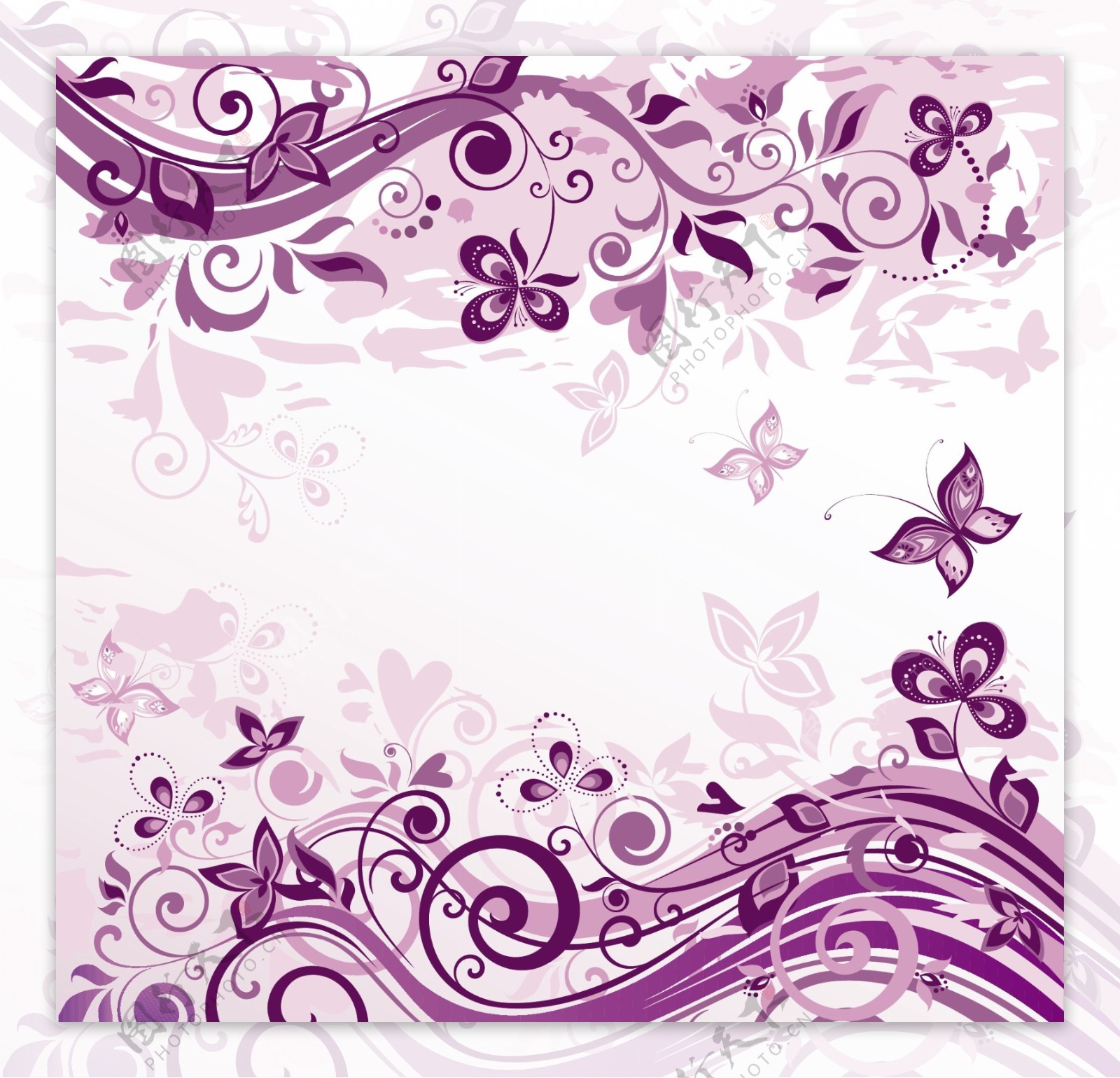紫色花纹图案背景EPS
