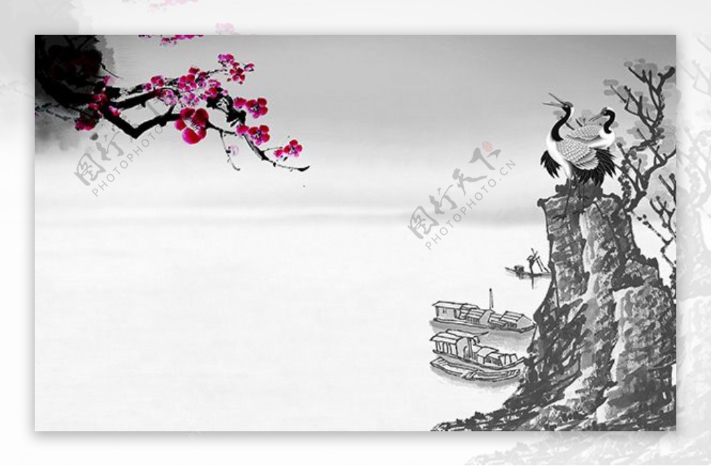 淡雅中国水墨画背景图片