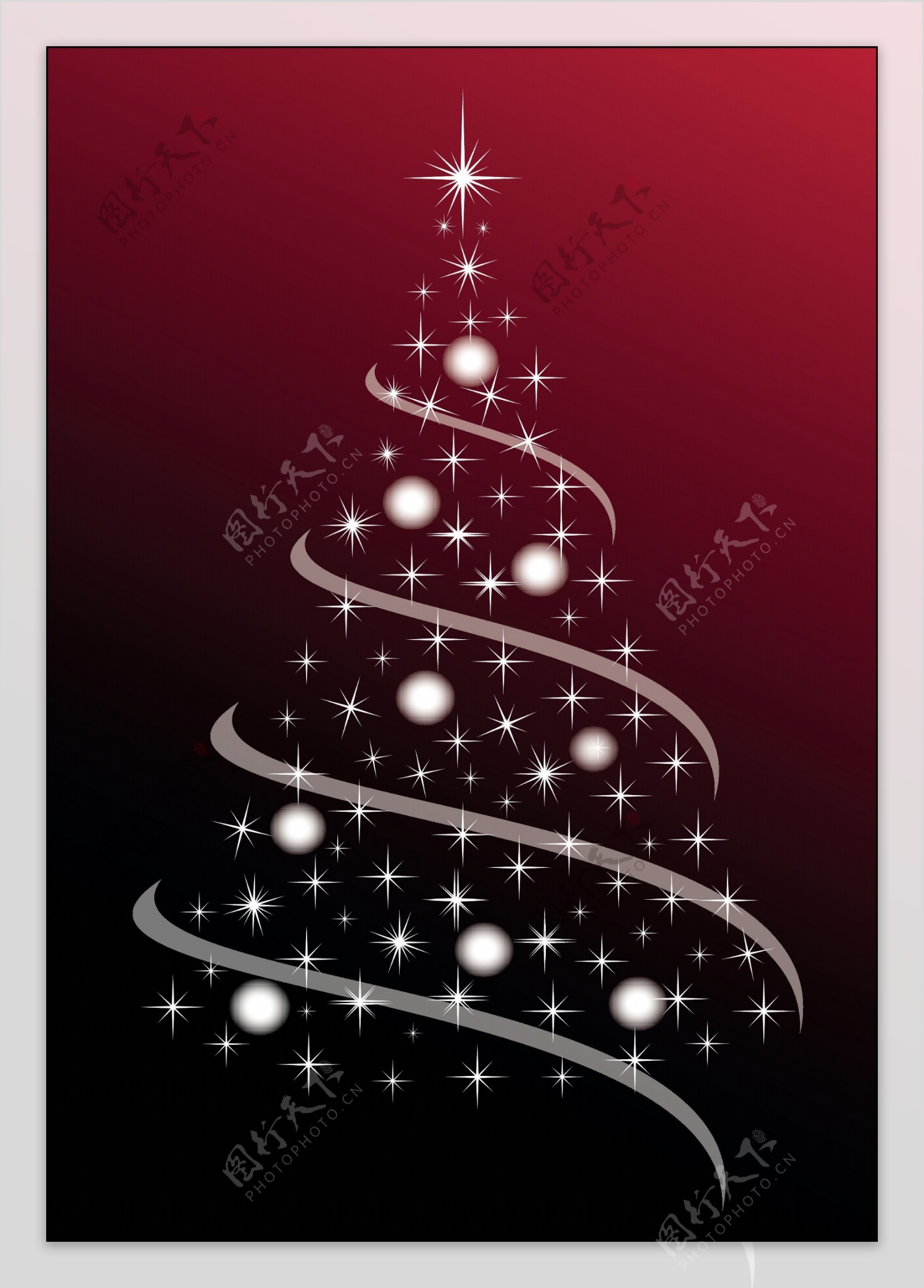 闪闪发光的圣诞树矢量插图