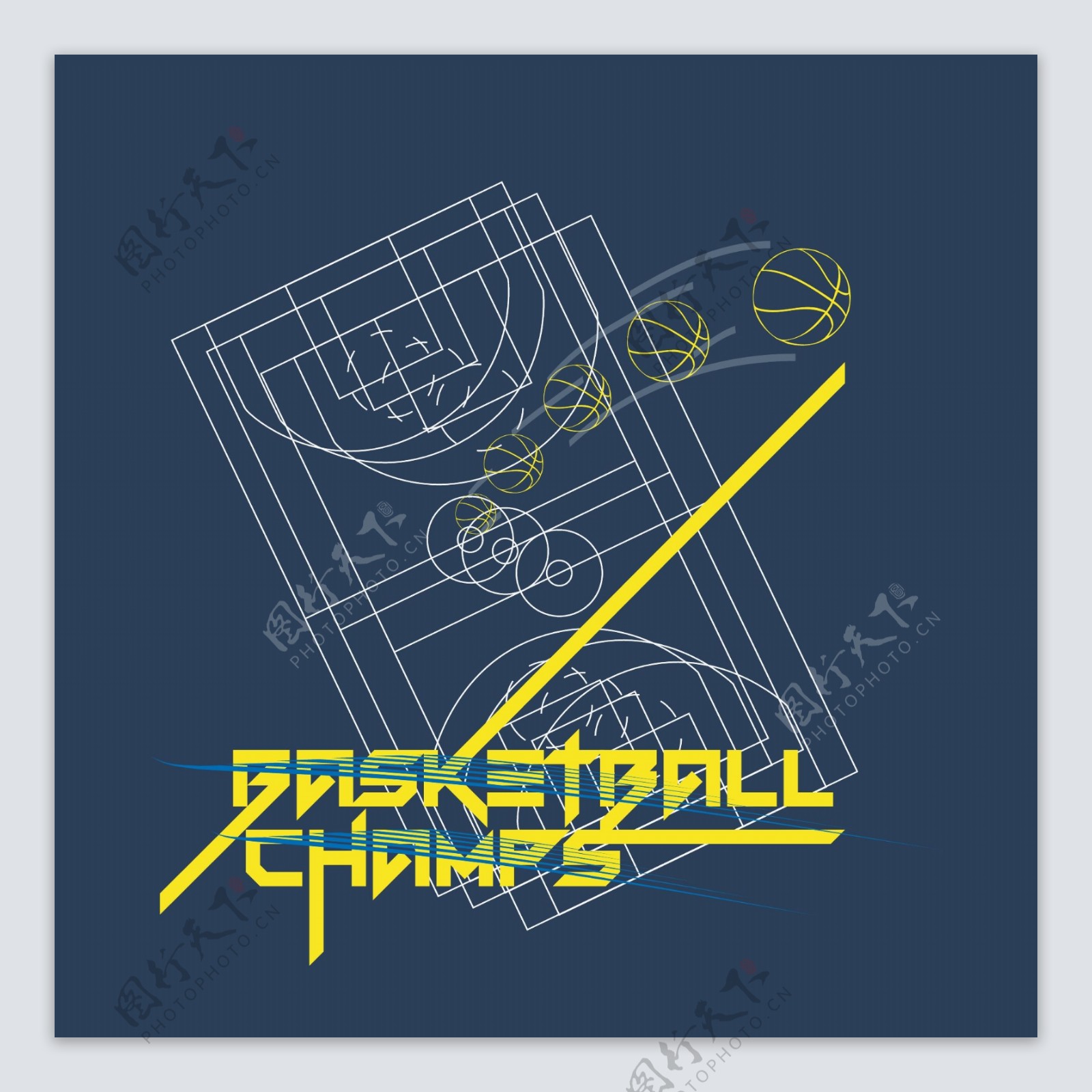 印花矢量图T恤图案图文结合运动元素篮球免费素材