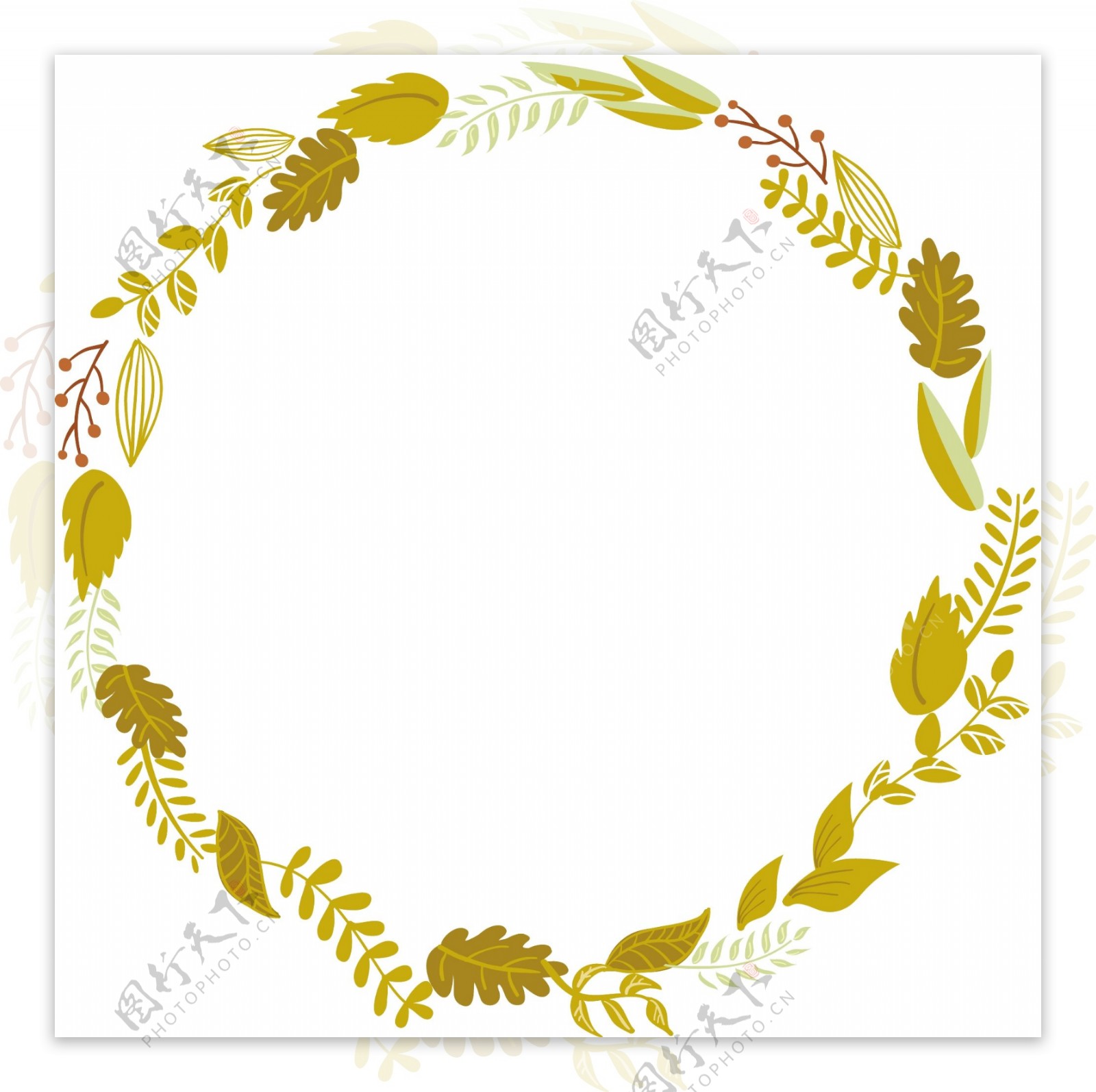 秋花框可爱复古的花的形状设置联合国环完美的婚礼请柬和生日卡片