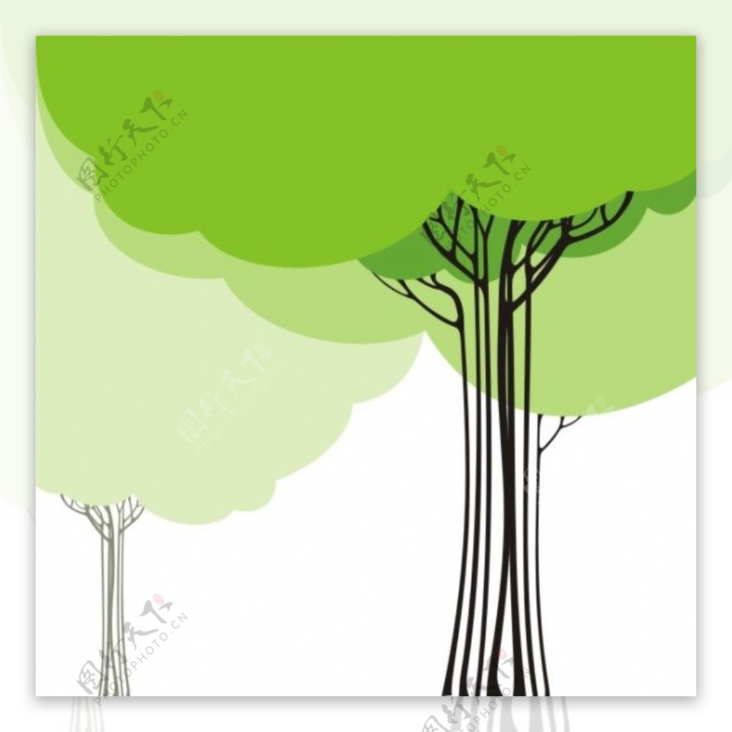 卡通动漫绿树小树常青树大树矢量素材榕树