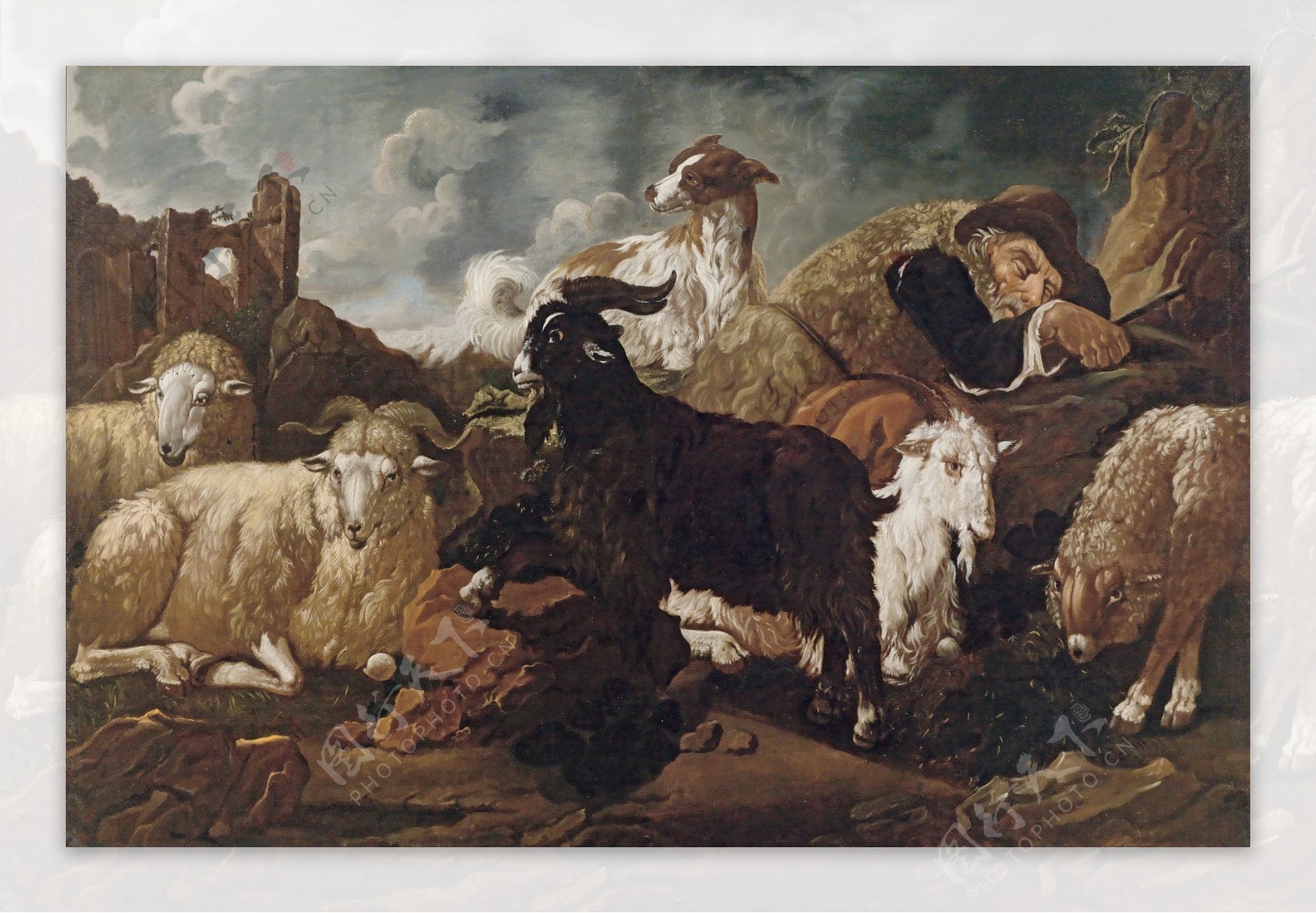 油画牧羊人图片