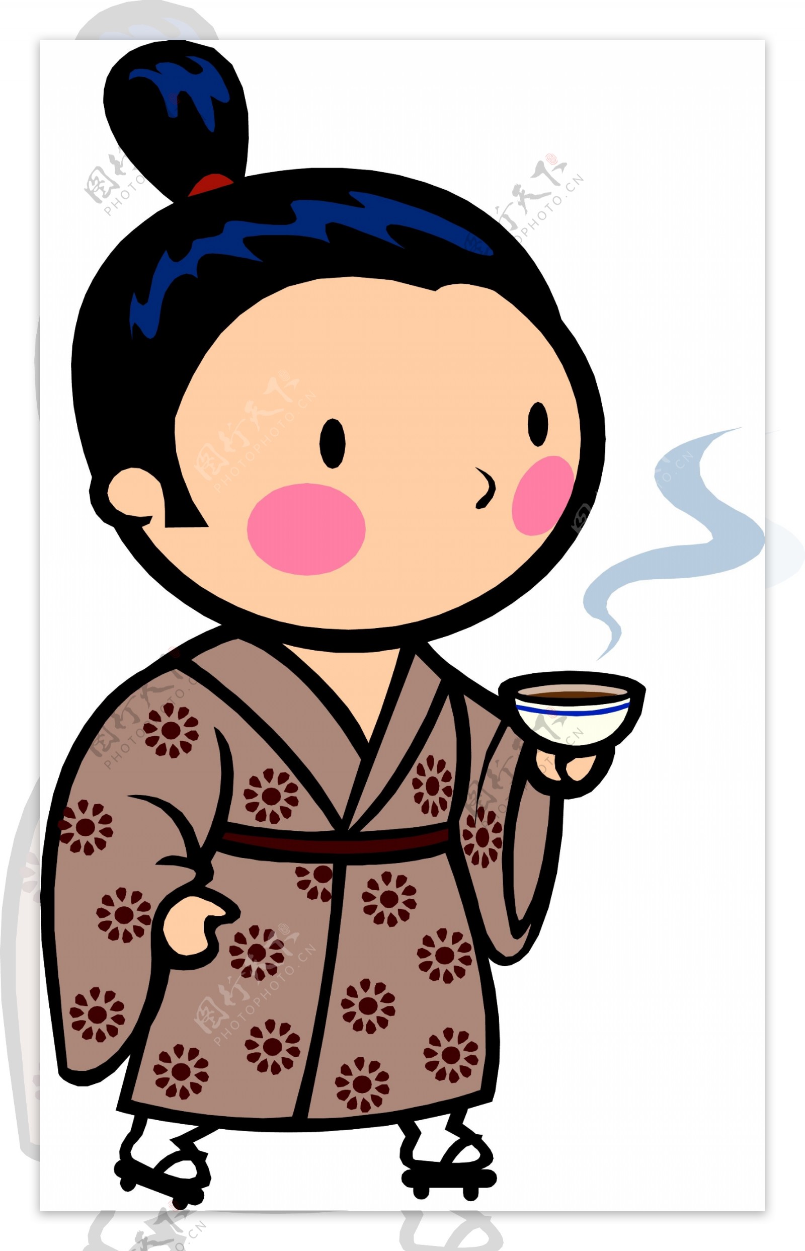 端着咖啡的日本小女孩