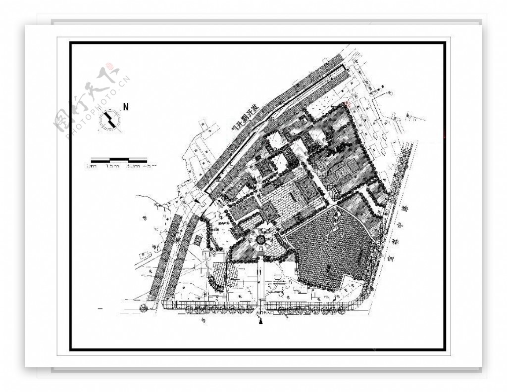 公园寺庙景观CAD图纸