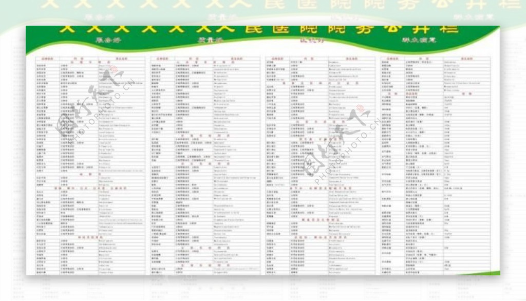 医院药品价目表图片