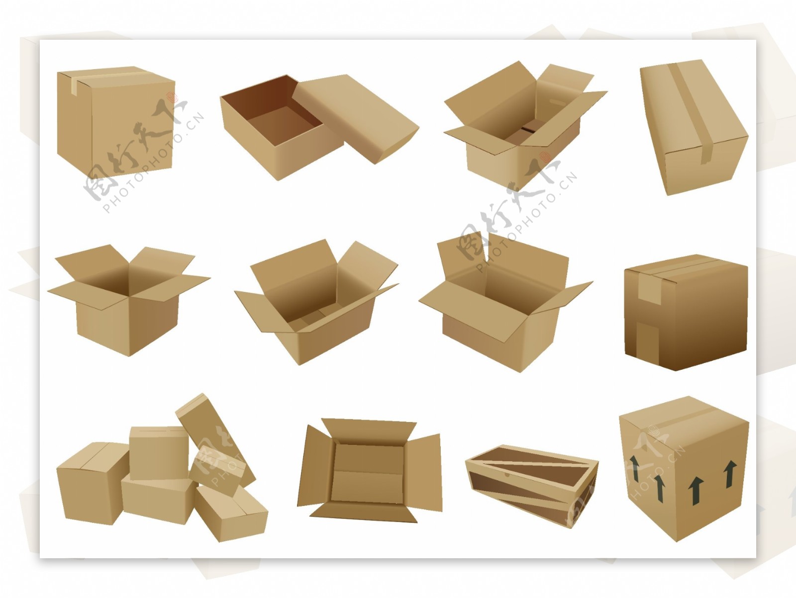 纸盒纸箱矢量
