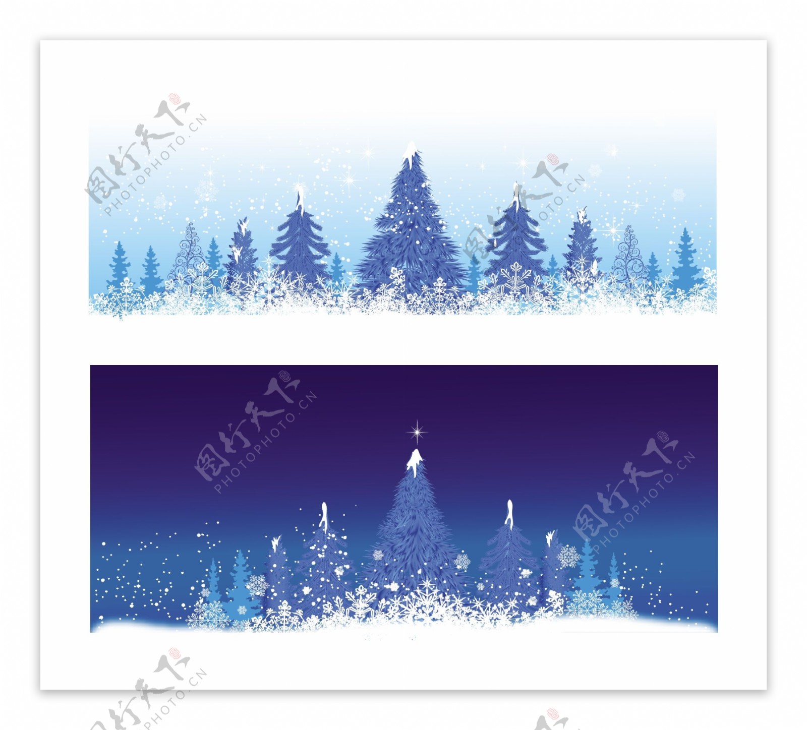 蓝色冬季的圣诞树