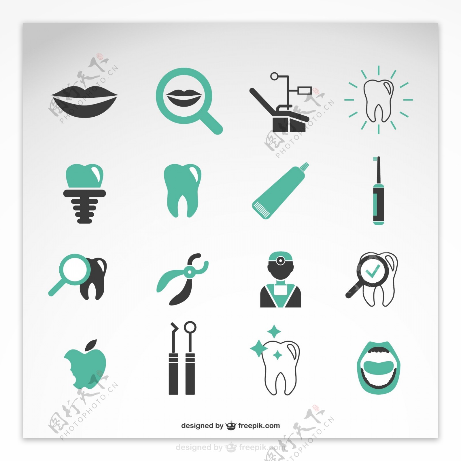 牙齿护理图标矢量素材