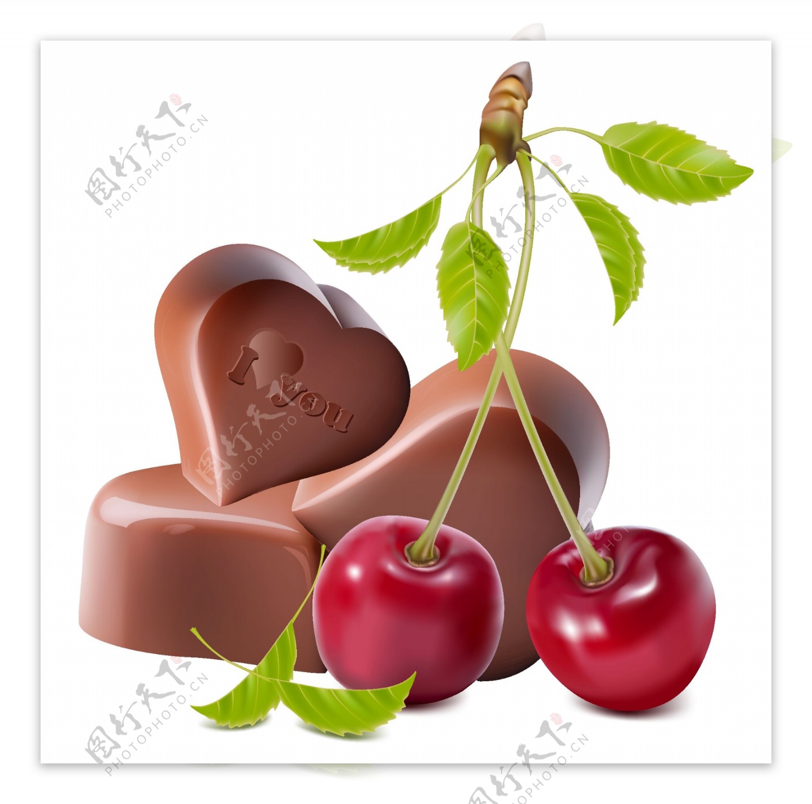 心形巧克力和樱桃