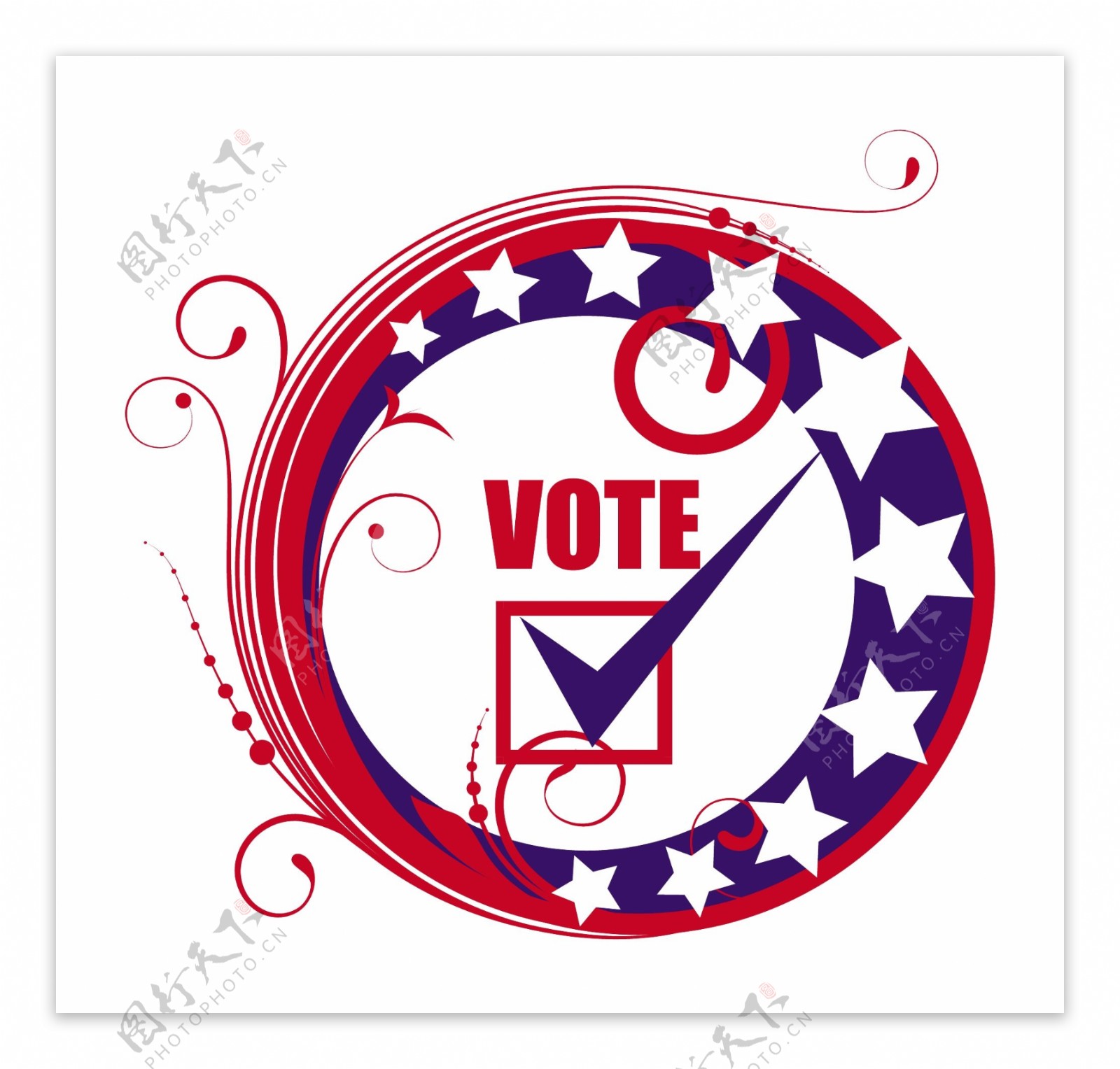 圆形的投票选举日的旗帜徽章帧矢量插图