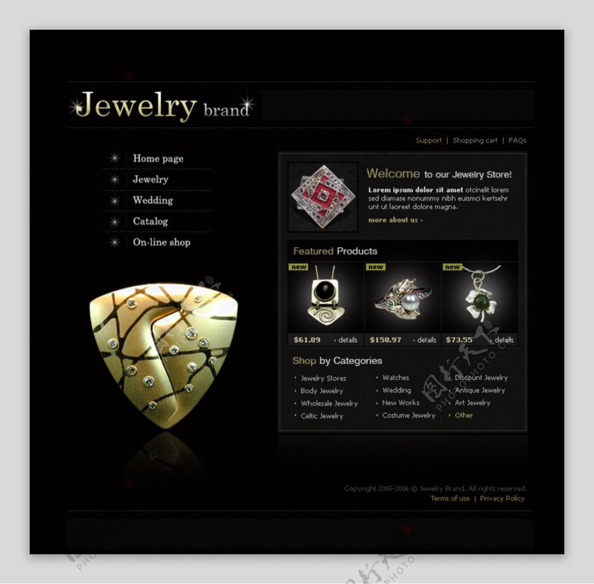 国外婚庆钻石行业网页模板设计图片