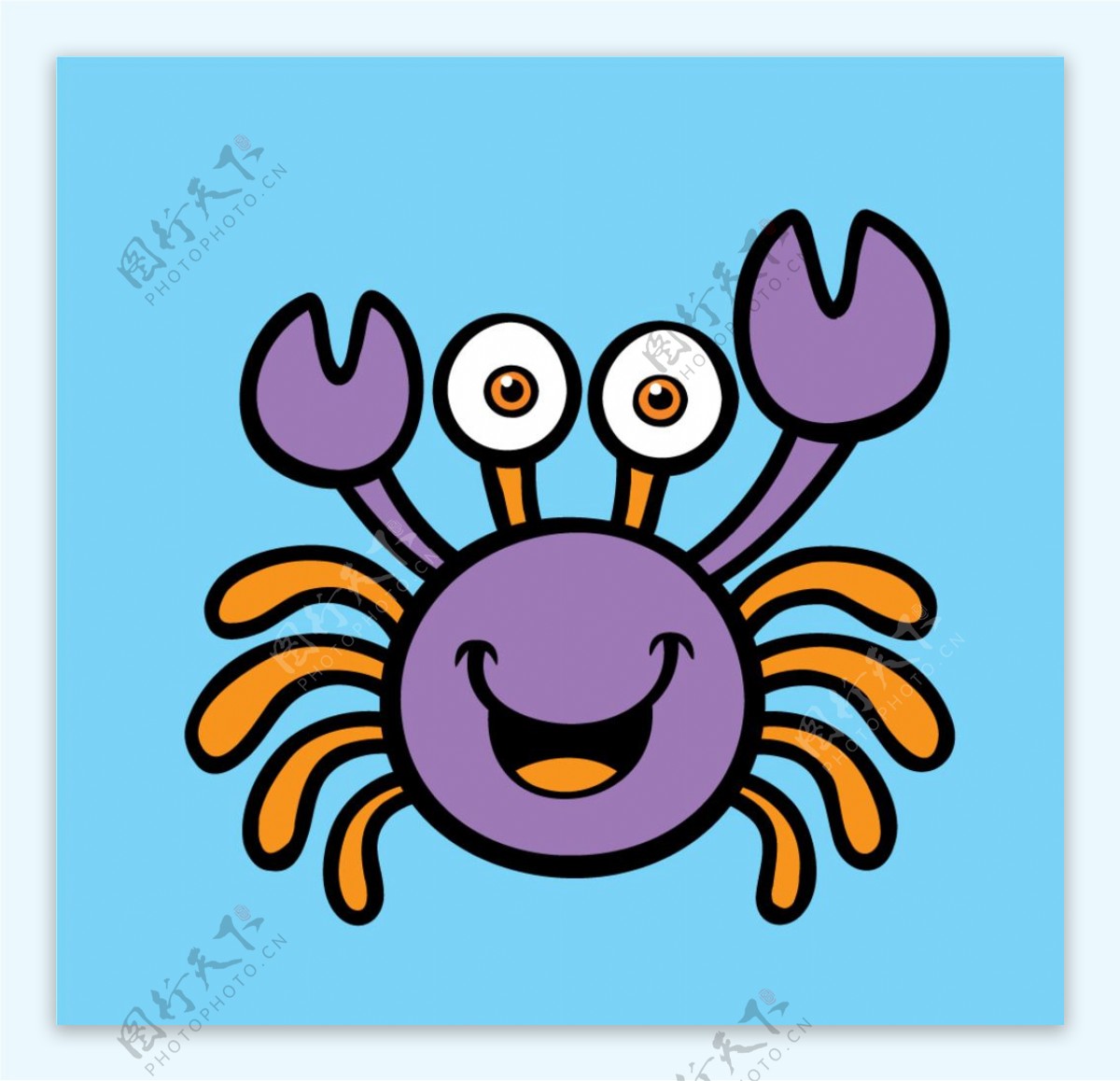 卡通螃蟹可爱紫色螃图片