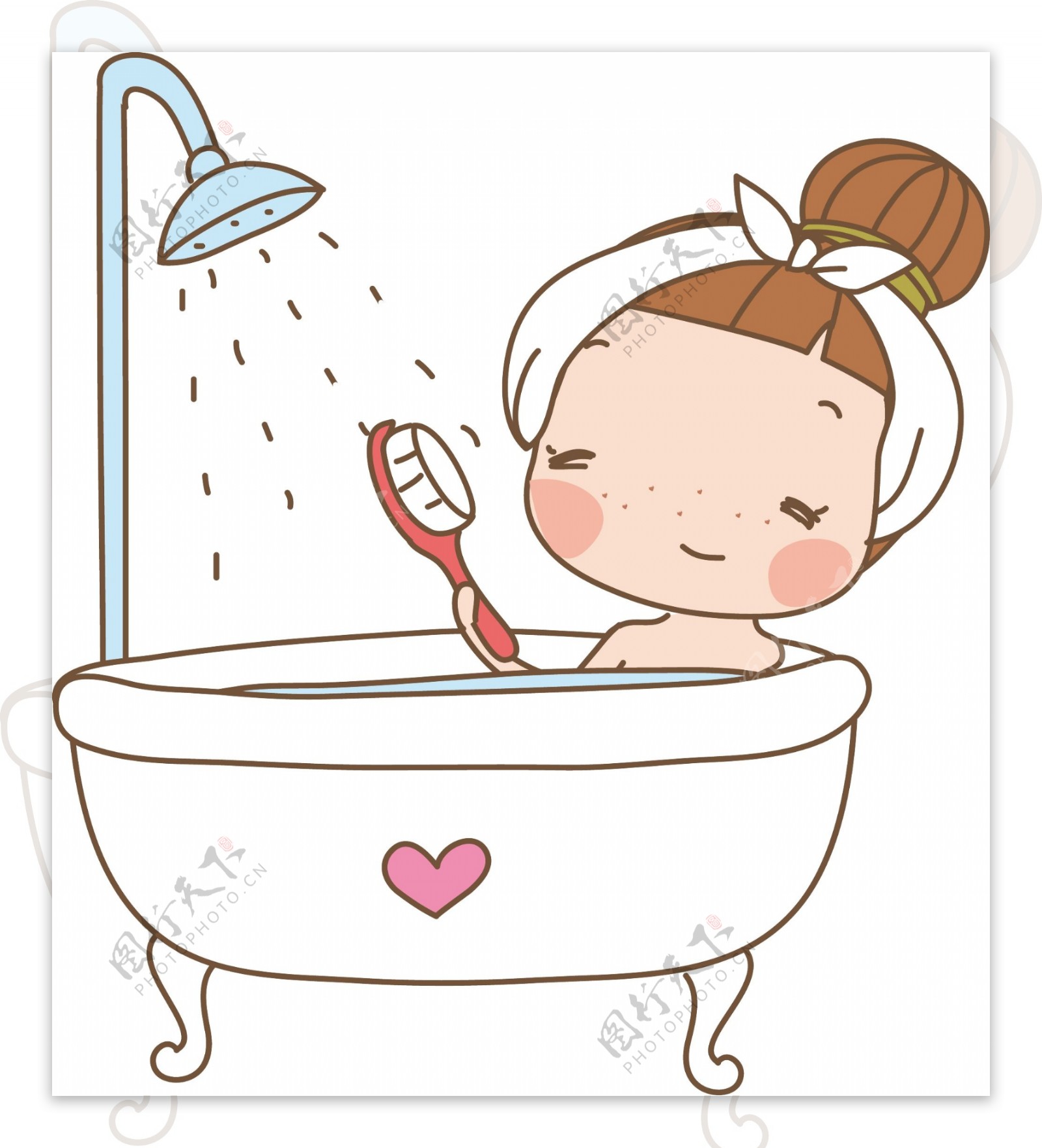 儿童洗澡插画图片下载-正版图片400200204-摄图网