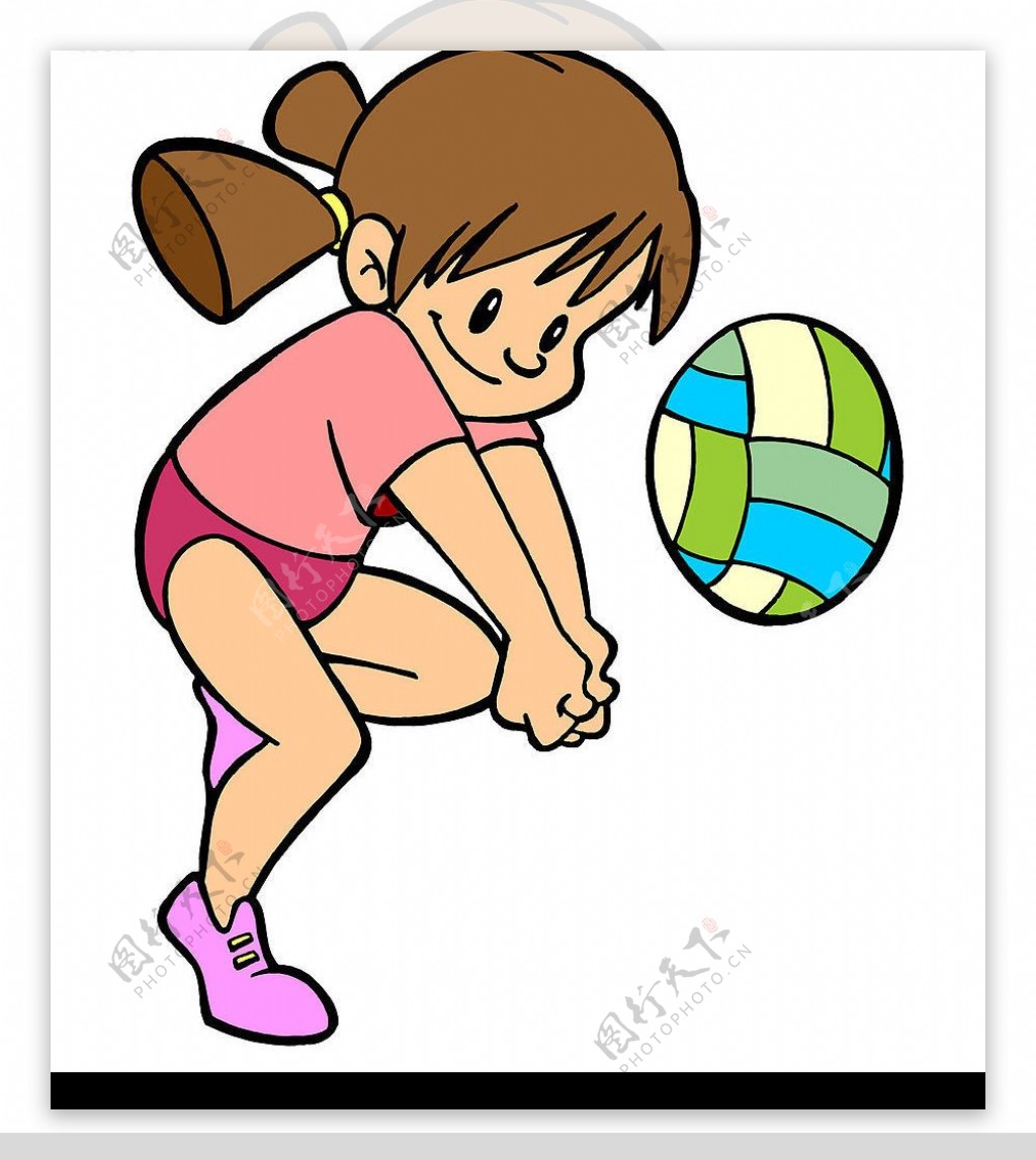 打排球的小女孩图片