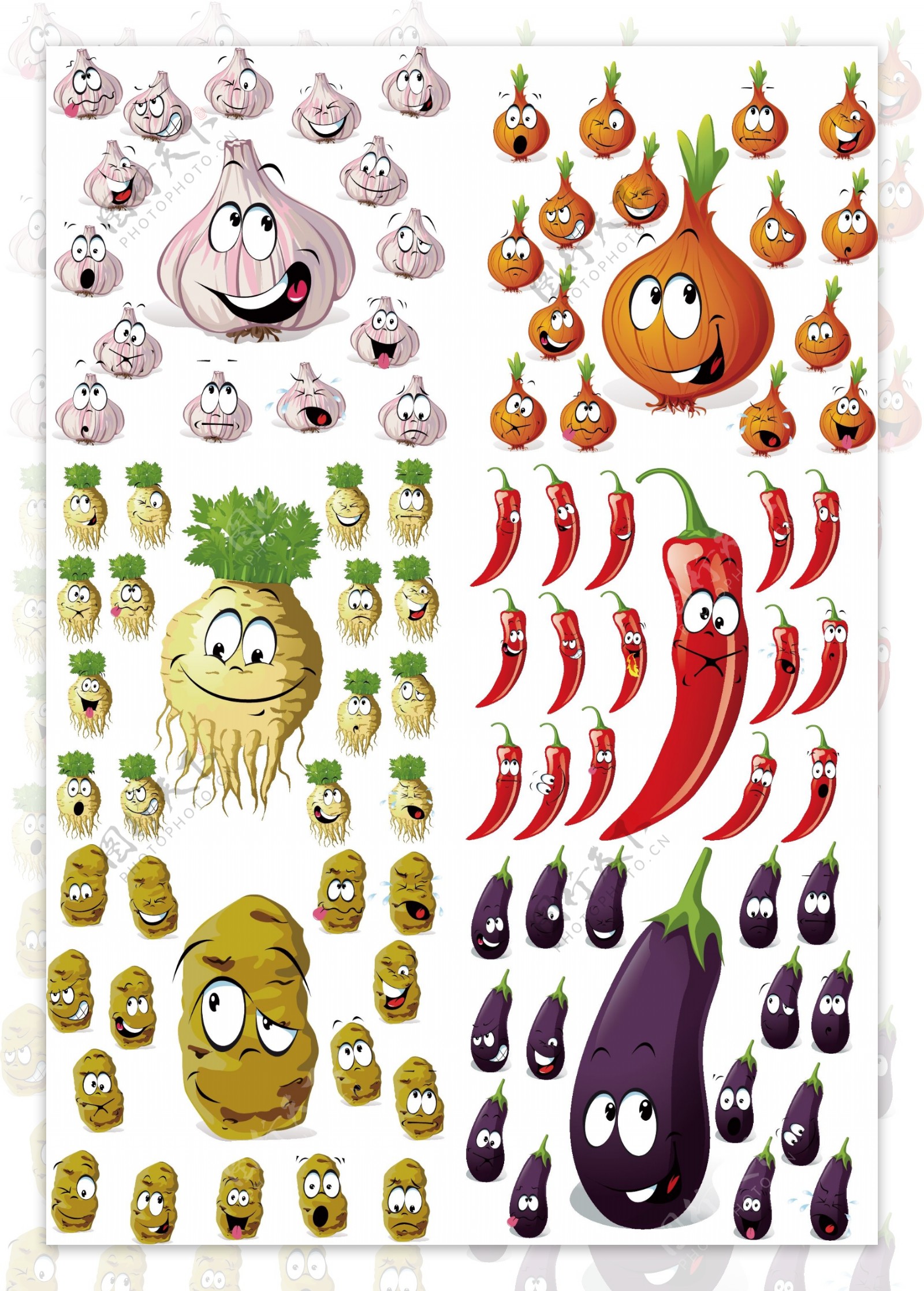 卡通蔬菜表情大全图片