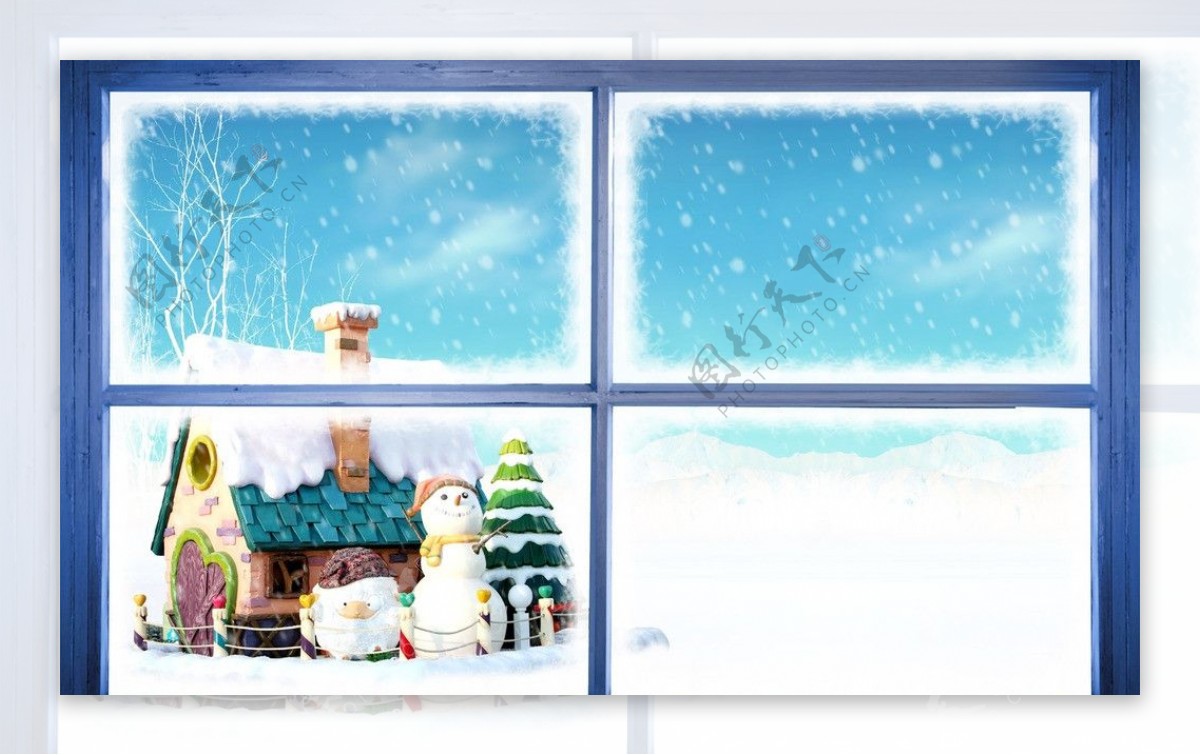 圣诞节雪景素材图片