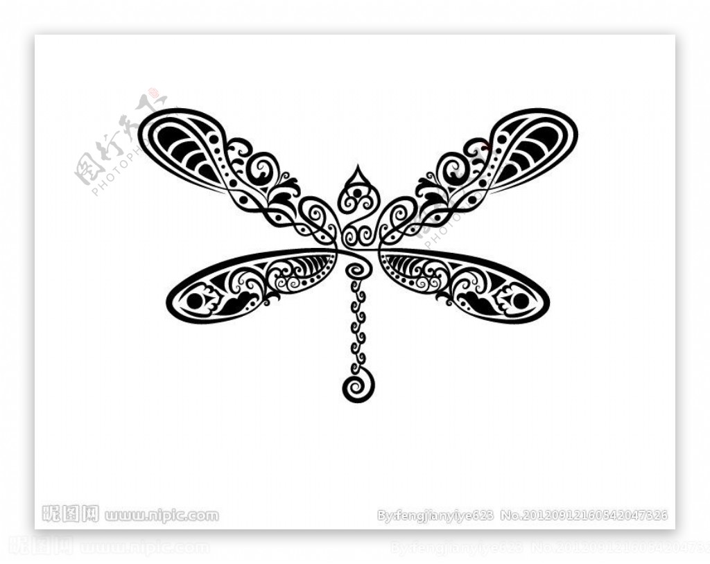 蜻蜓花纹矢量素材图片
