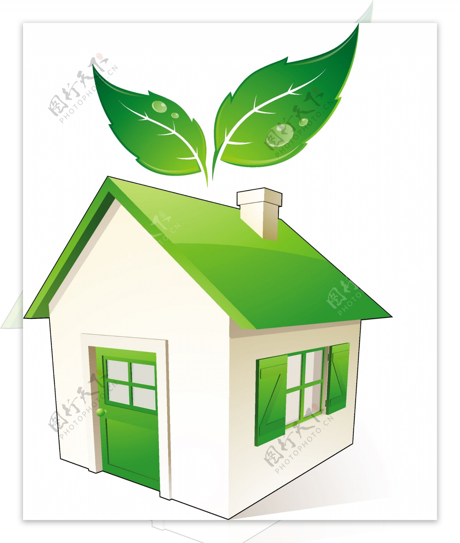 绿色房子矢量素材图片