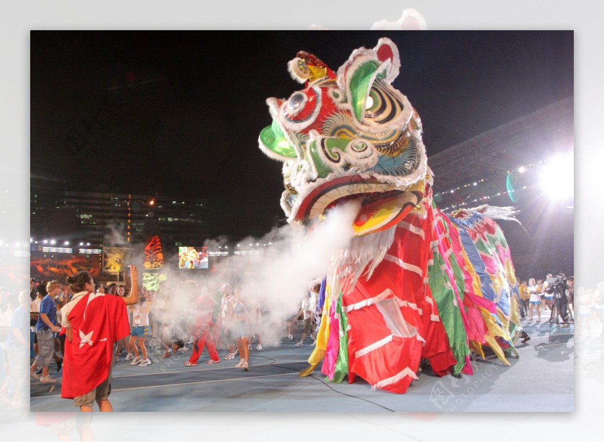 舞狮红南狮中国传统文化表演艺术瑰宝节庆华人狮子liondance图片