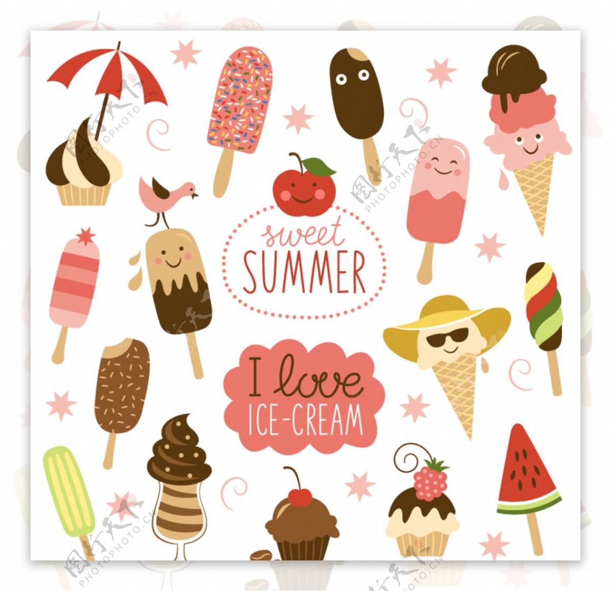 夏季冰淇淋无缝背景图片