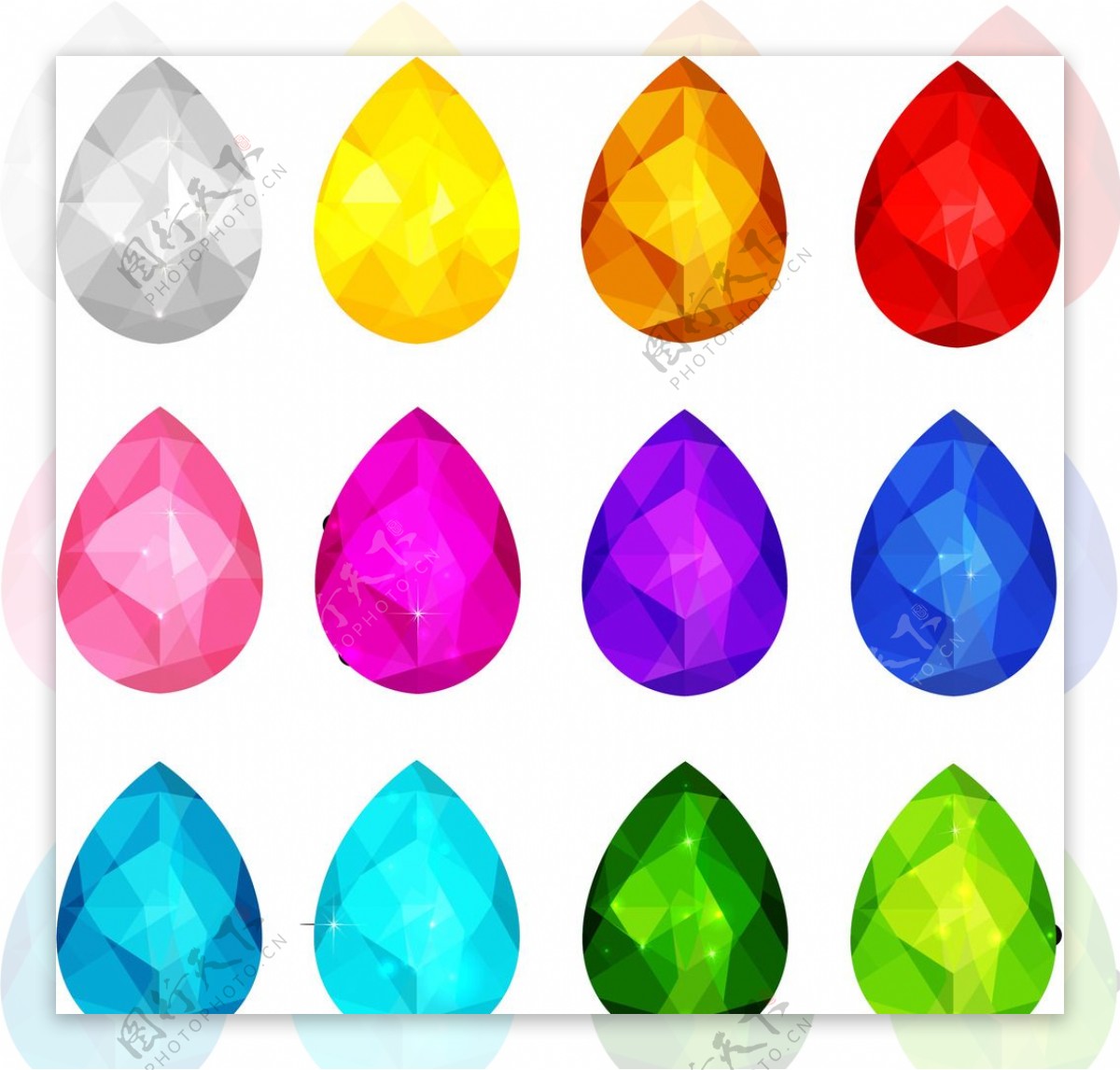 彩色水滴钻石矢量素材图片