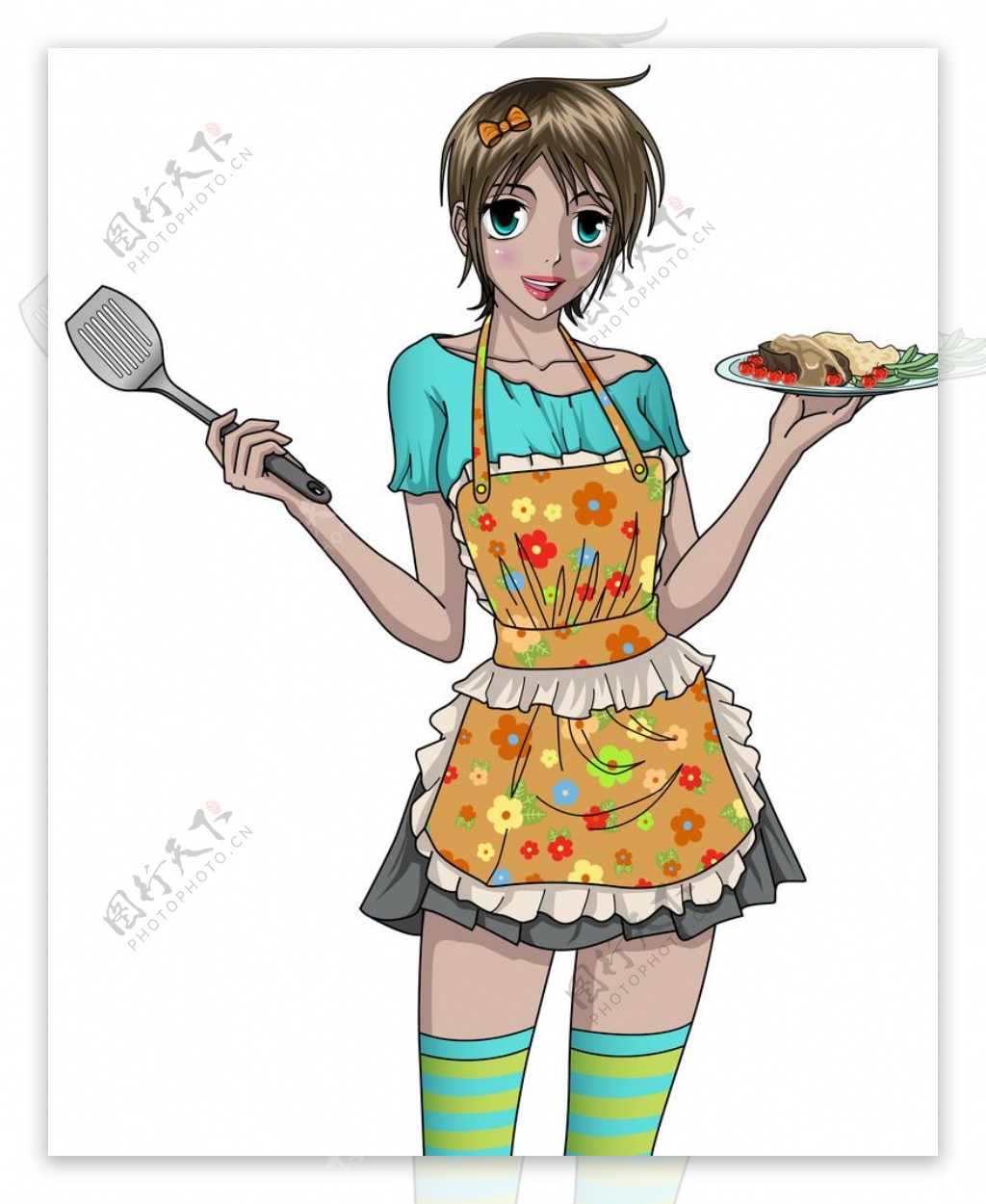 卡通美女厨师图片