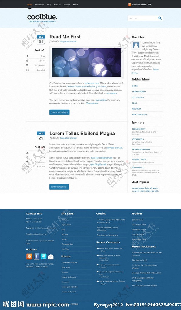 欧美酷蓝风格网站图片