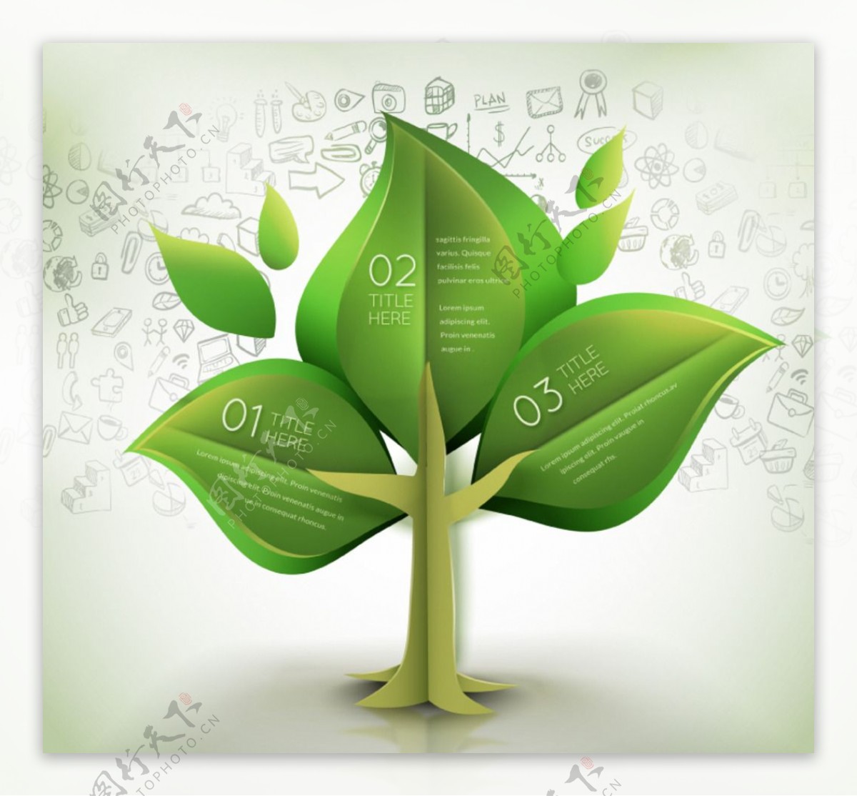 绿色树木商务信息图矢量素材图片