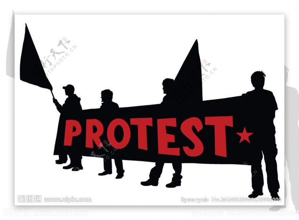 抗议游行示威人物剪影图片