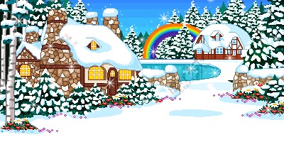 彩虹雪屋图片