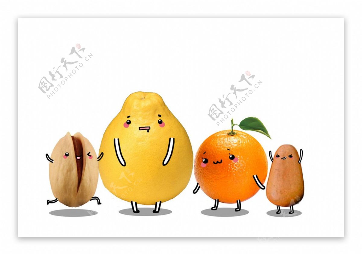 卡通松子开心果橘子柚子图片