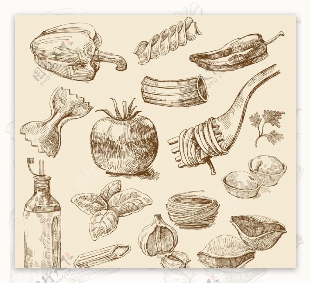手绘蔬菜餐具图片