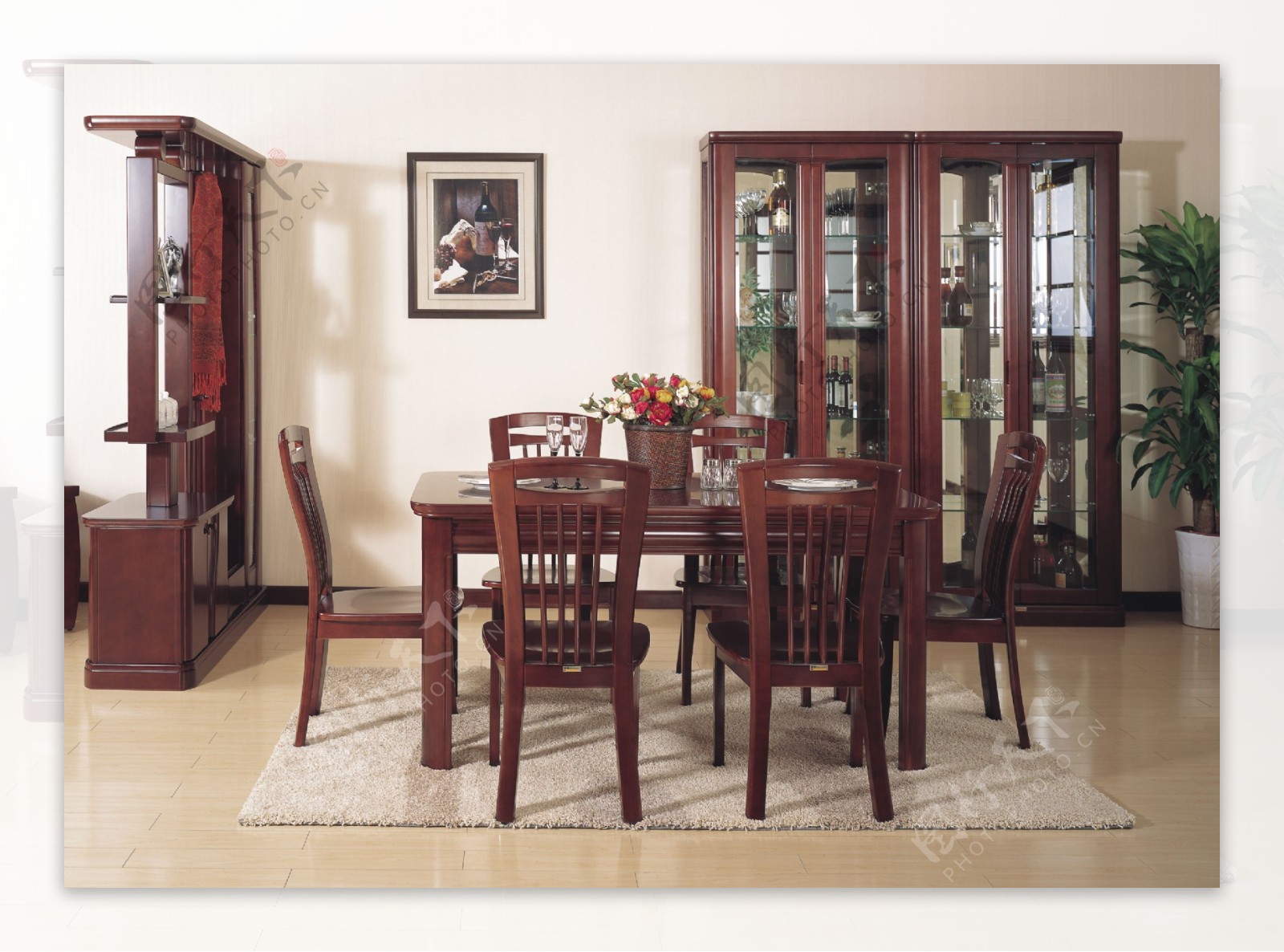 实木中式家具餐厅组合图片