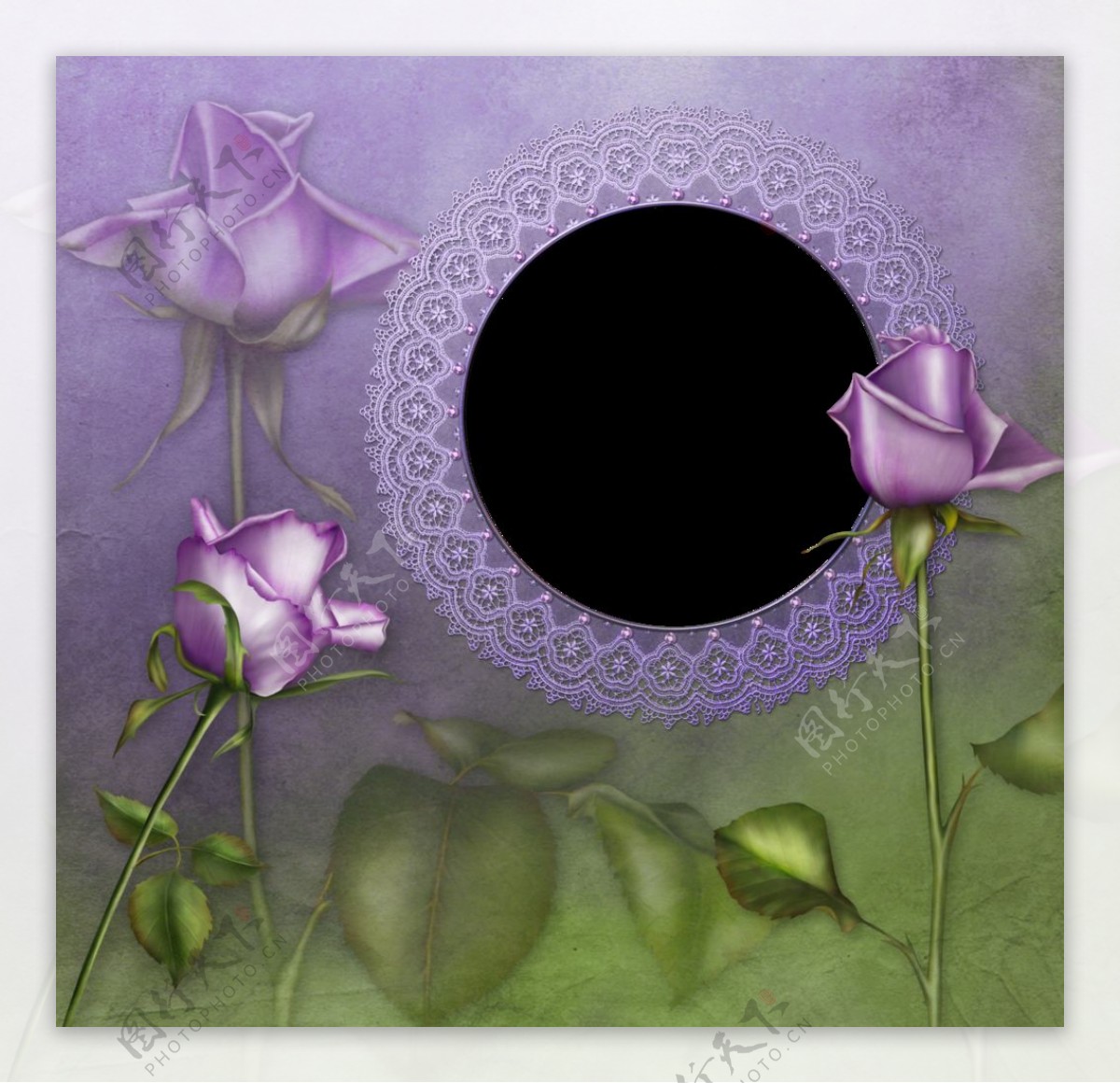 高贵典雅紫色玫瑰装饰图片素材