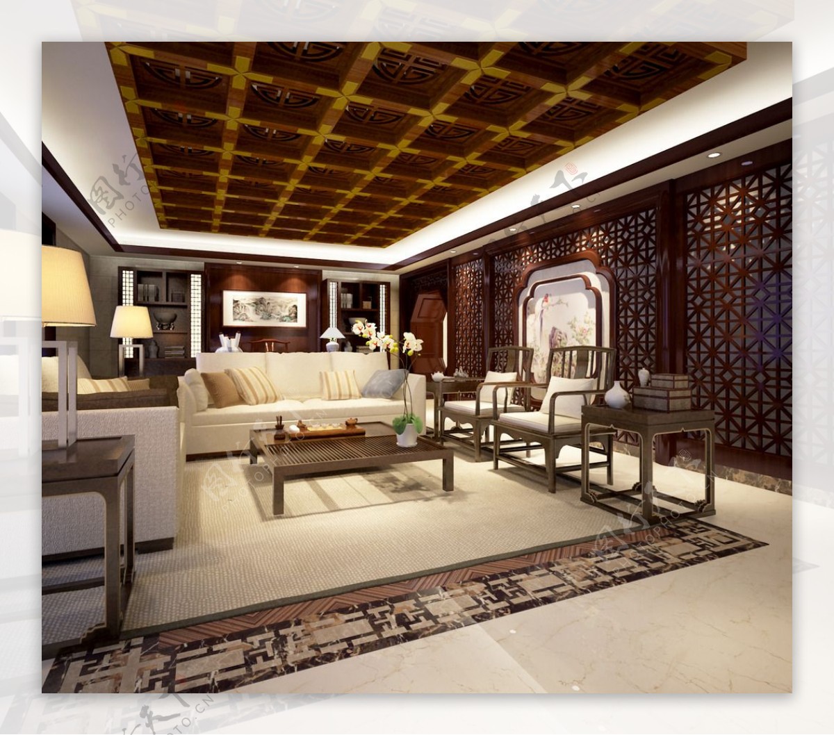 新中式别墅客厅图片