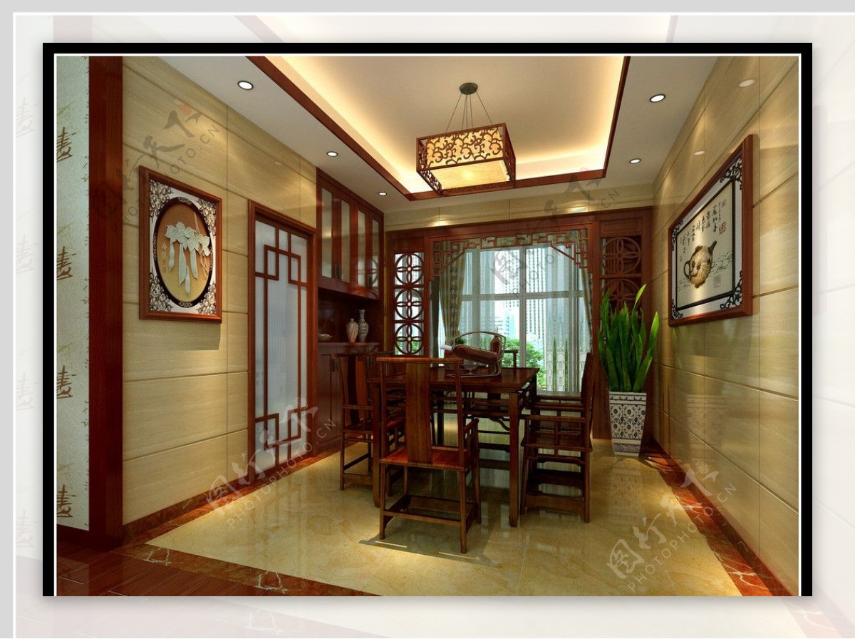 中式餐厅室内效果图图片