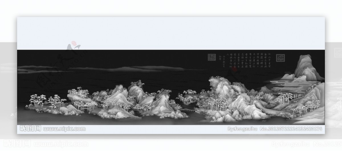 千里江山灰度图图片