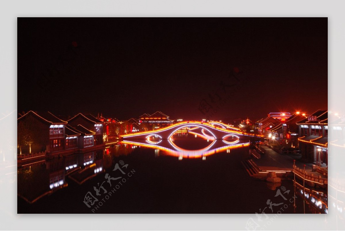 丰南运河唐人街夜色图片