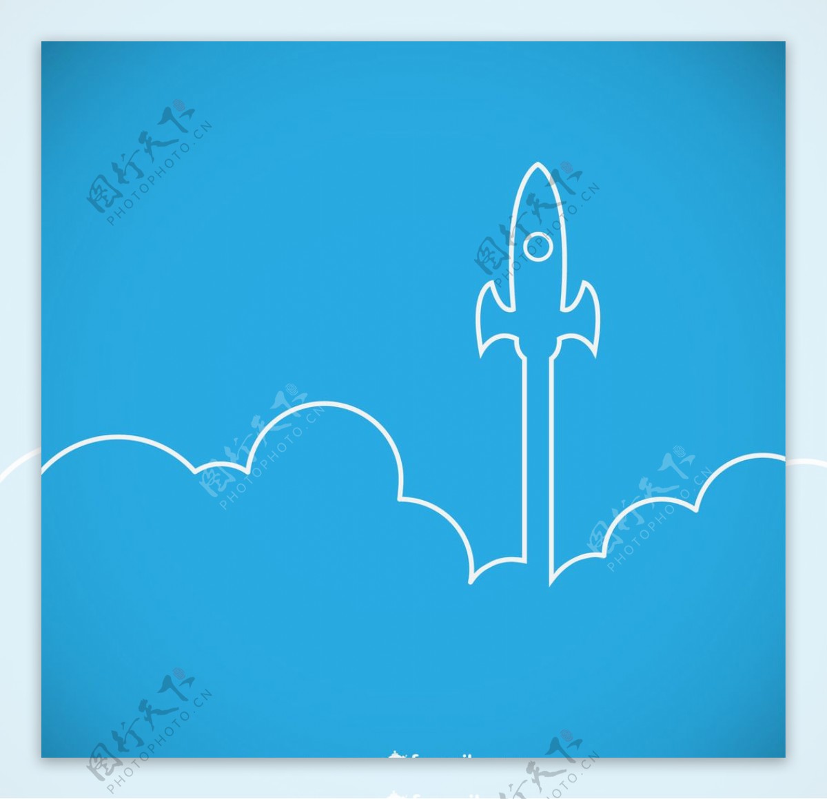 卡通火箭云朵图片
